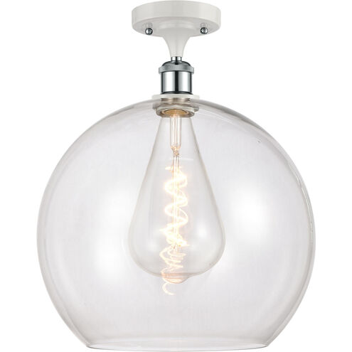 Ballston Athens LED 13.75 inch White and Polished Chrome Semi-Flush Mount Ceiling Light in Clear Glass