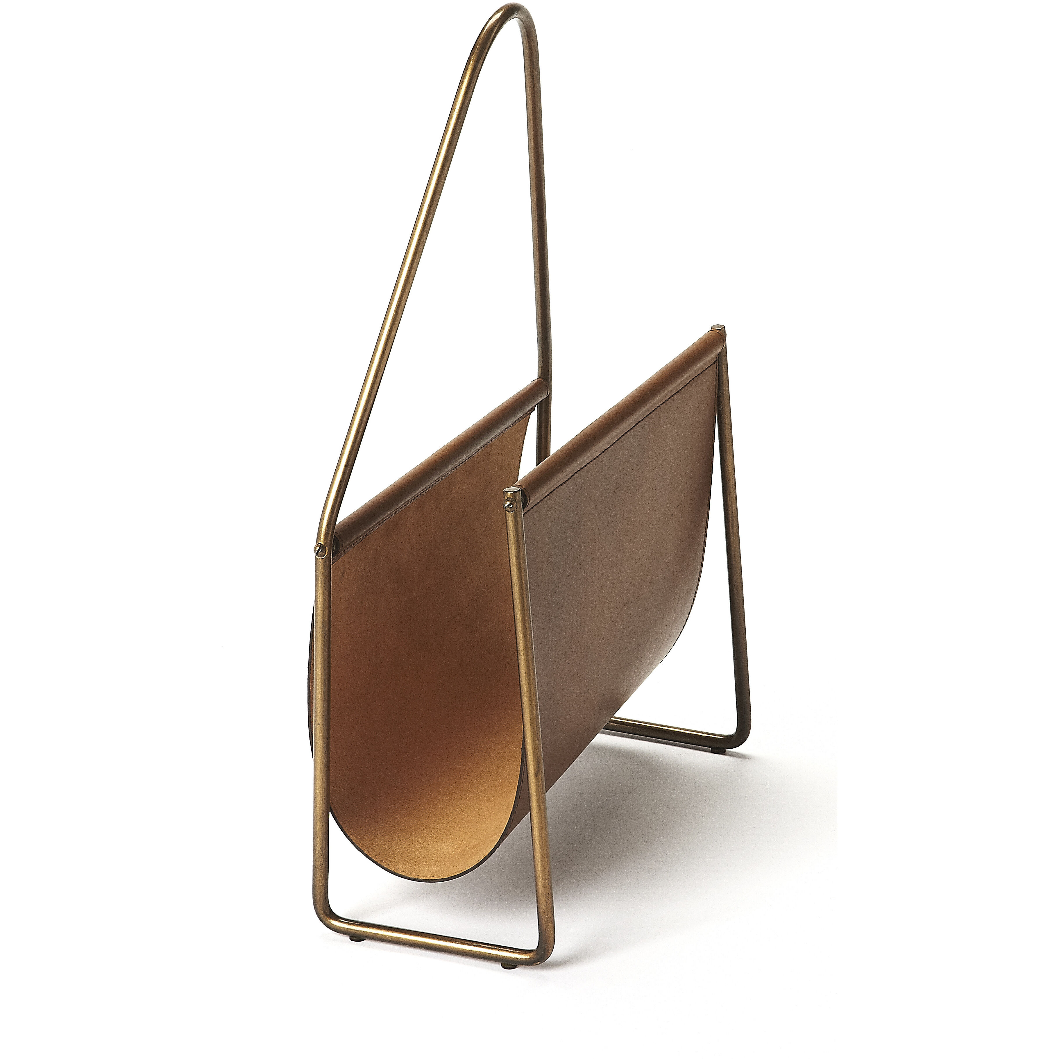 Butler Loft Rupert Leather Brown Leather Magazine Rack/Media Storage