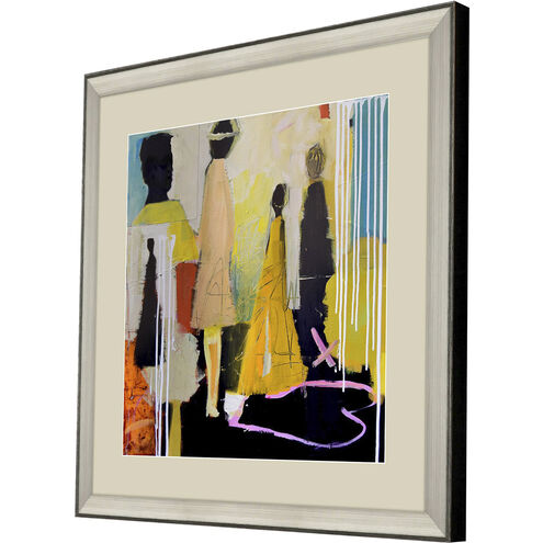 Meandering / Social Distancing Pink and Black and Orange and Yellow Framed Art