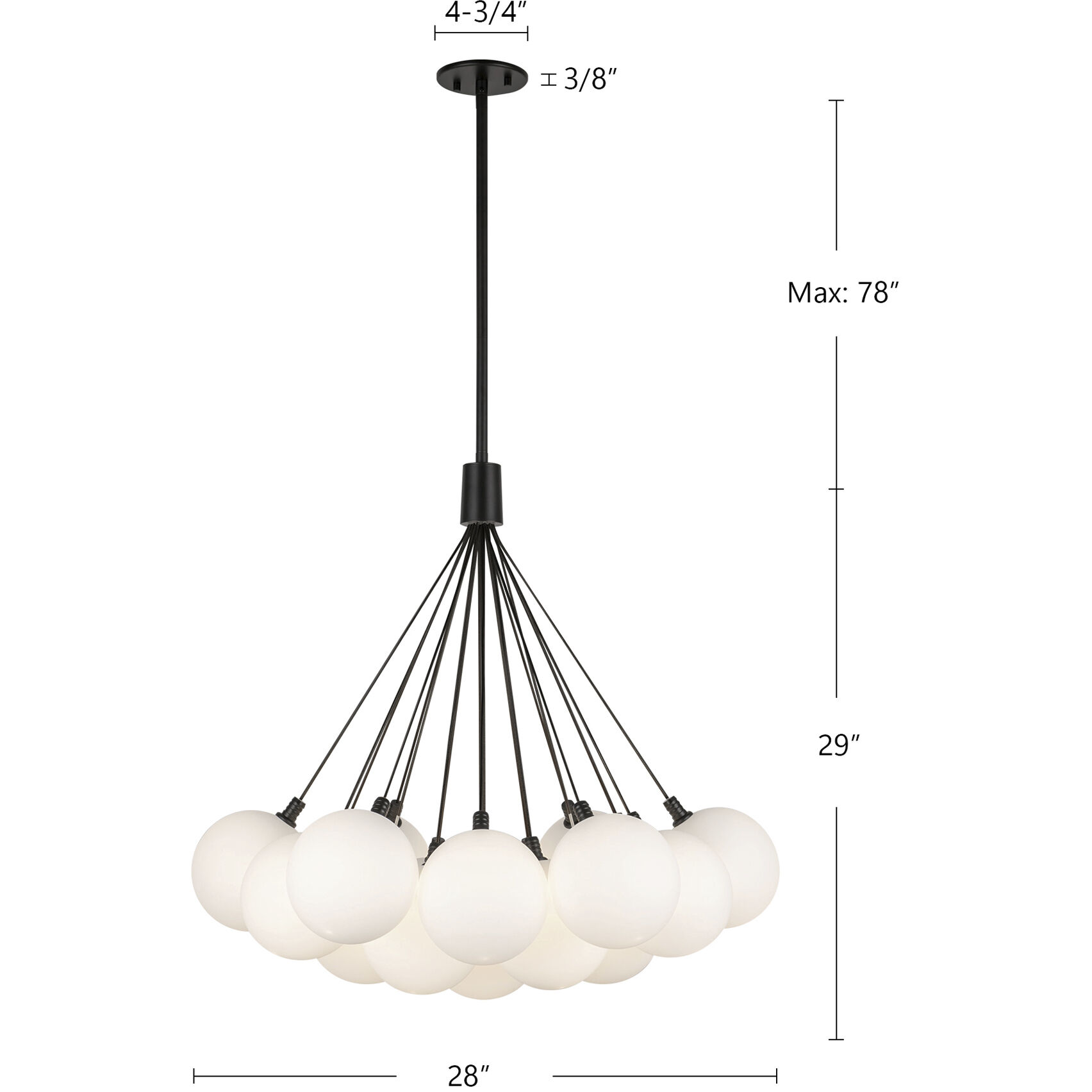 Bolla LED 28 inch Chrome Chandelier Ceiling Light in Clear Glass Shade