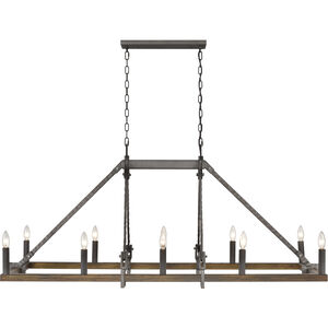 Harwell 10 Light 56 inch Antique Millwood and Foundry Steel Linear Chandelier Ceiling Light