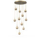 Cabochon LED Gilded Brass with Travertine Stone Pendant Chandelier Ceiling Light in Bronze, 2700K LED