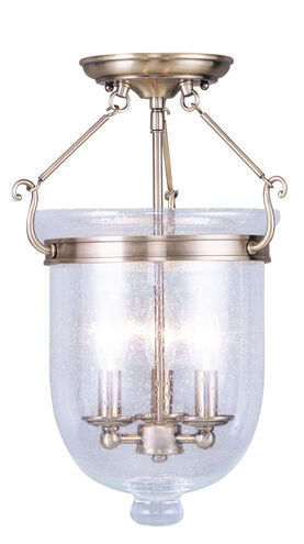 Jefferson 3 Light 12 inch Antique Brass Semi-Flush Mount Ceiling Light
