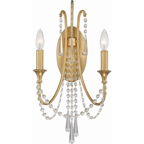 Arcadia 2 Light 11 inch Antique Gold Wall Sconce Wall Light