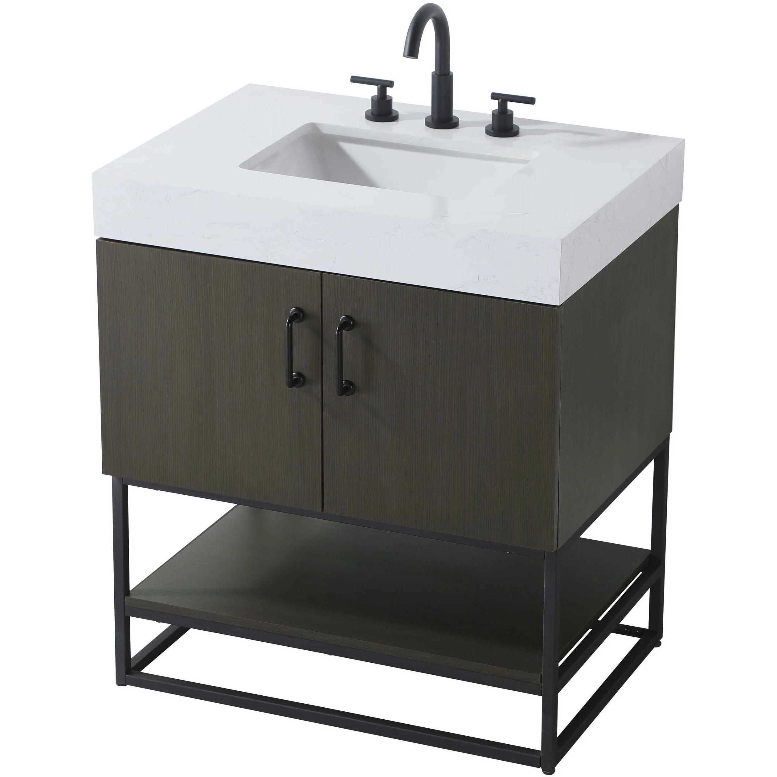 Caroline 30 X 34 inch Mocha Brown Bathroom Vanity Cabinet