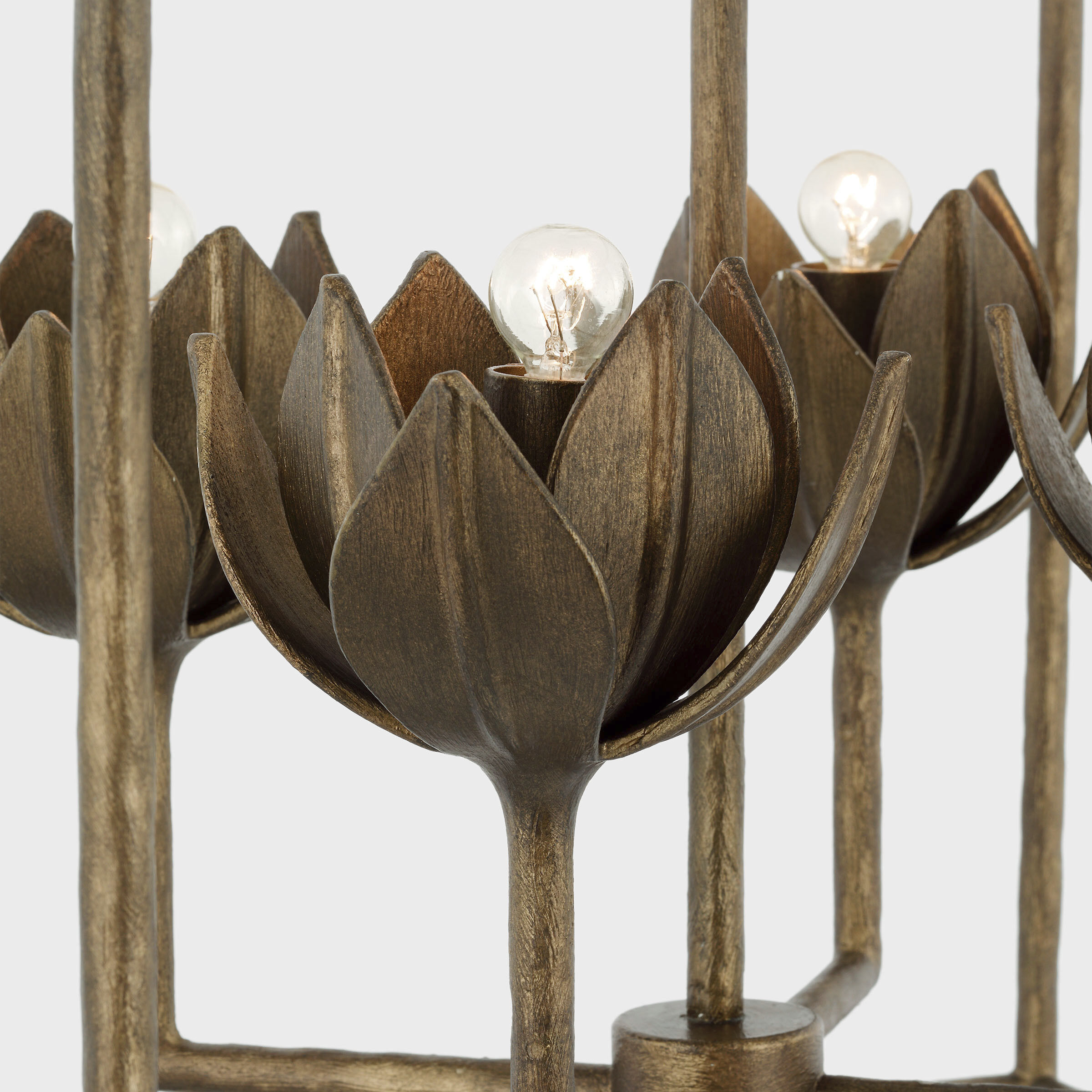 Julie Neill Alberto LED 18 inch Antique Bronze Leaf Open Cage Lantern Ceiling Light, Medium