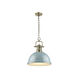 Duncan 1 Light 14 inch Aged Brass Pendant Ceiling Light in Seafoam, Large