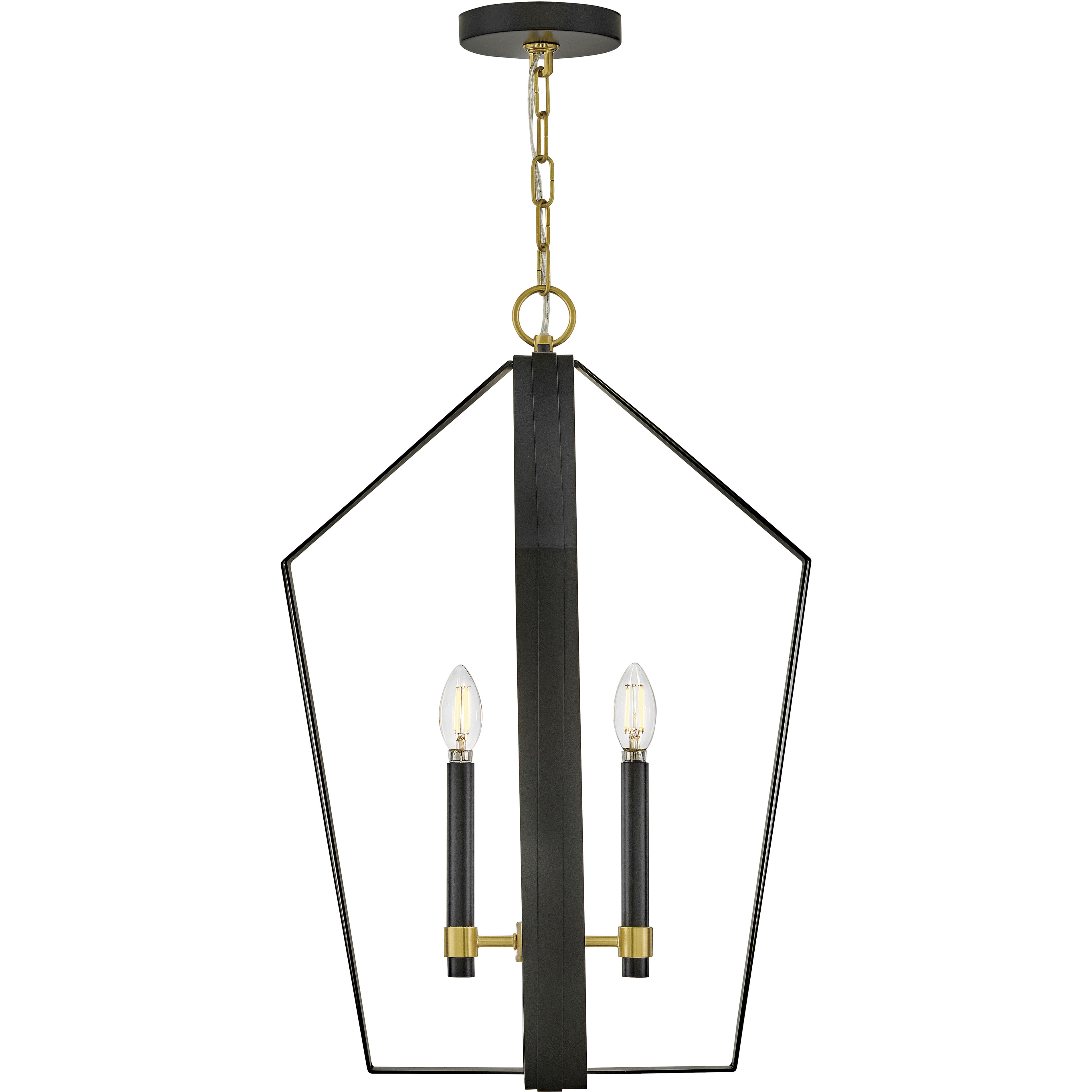 Sammi 4 Light 17 inch Black with Lacquered Brass Pendant Ceiling Light
