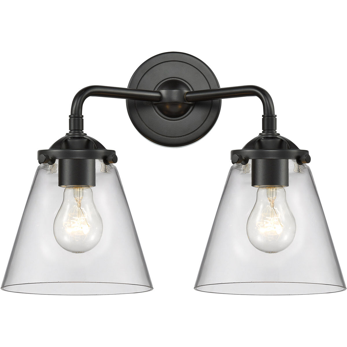 Nouveau Small Cone LED 14 inch Oil Rubbed Bronze Bath Vanity Light Wall Light in Clear Glass, Nouveau