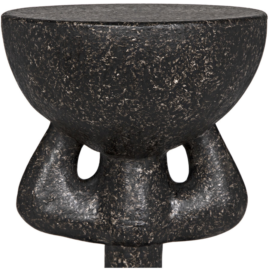 African 26 X 14 inch Black Fiber Cement Side Table