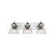 Hines 3 Light 25 inch Chrome Bath Vanity Wall Light in Seeded Glass