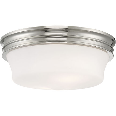 Galen 3 Light 14 inch Polished Nickel with Matte Opal Flush Mount Ceiling Light