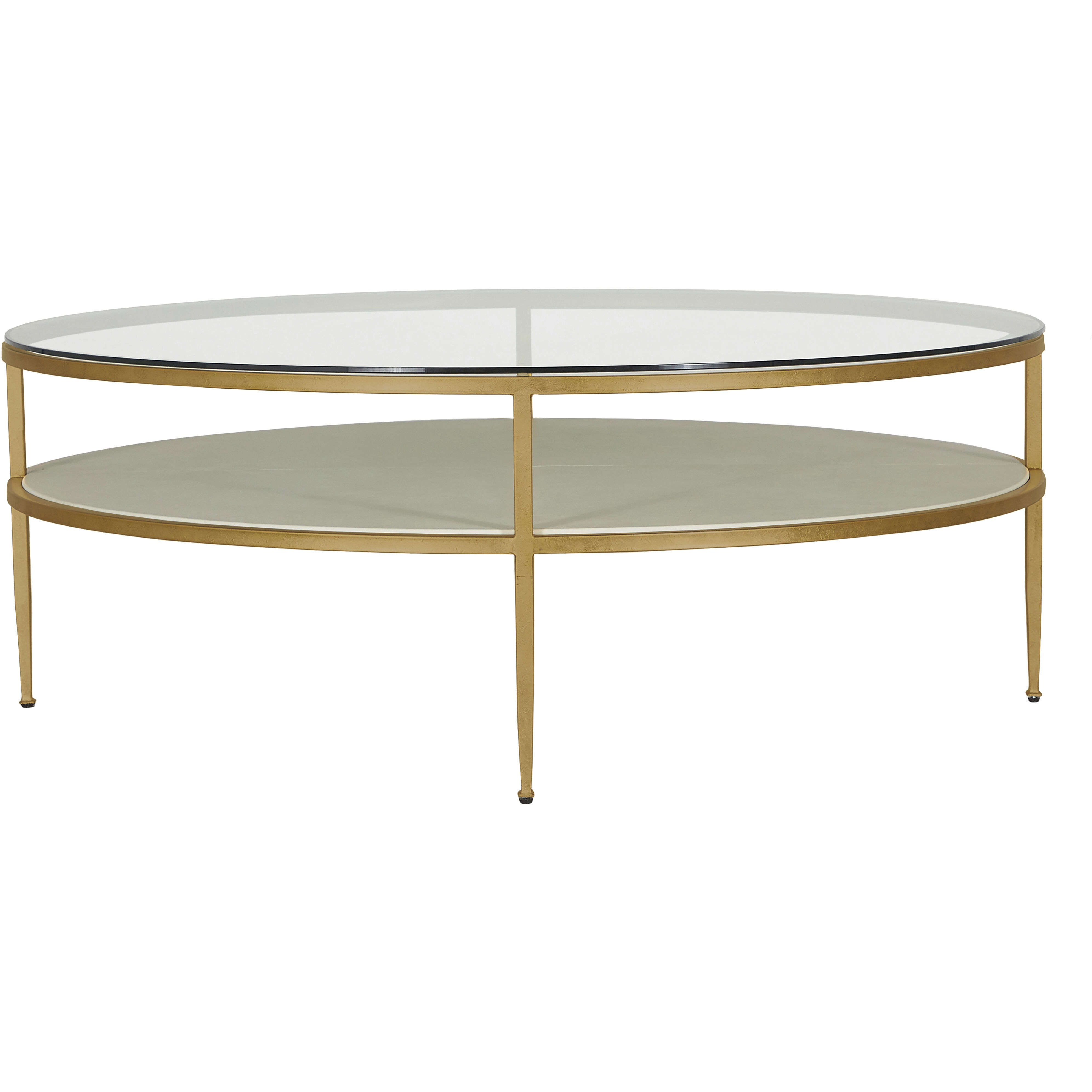 Constance 50 X 50 inch White Leather and Antique Brass Leaf Coffee Table