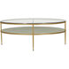 Constance 50 X 50 inch White Leather and Antique Brass Leaf Coffee Table