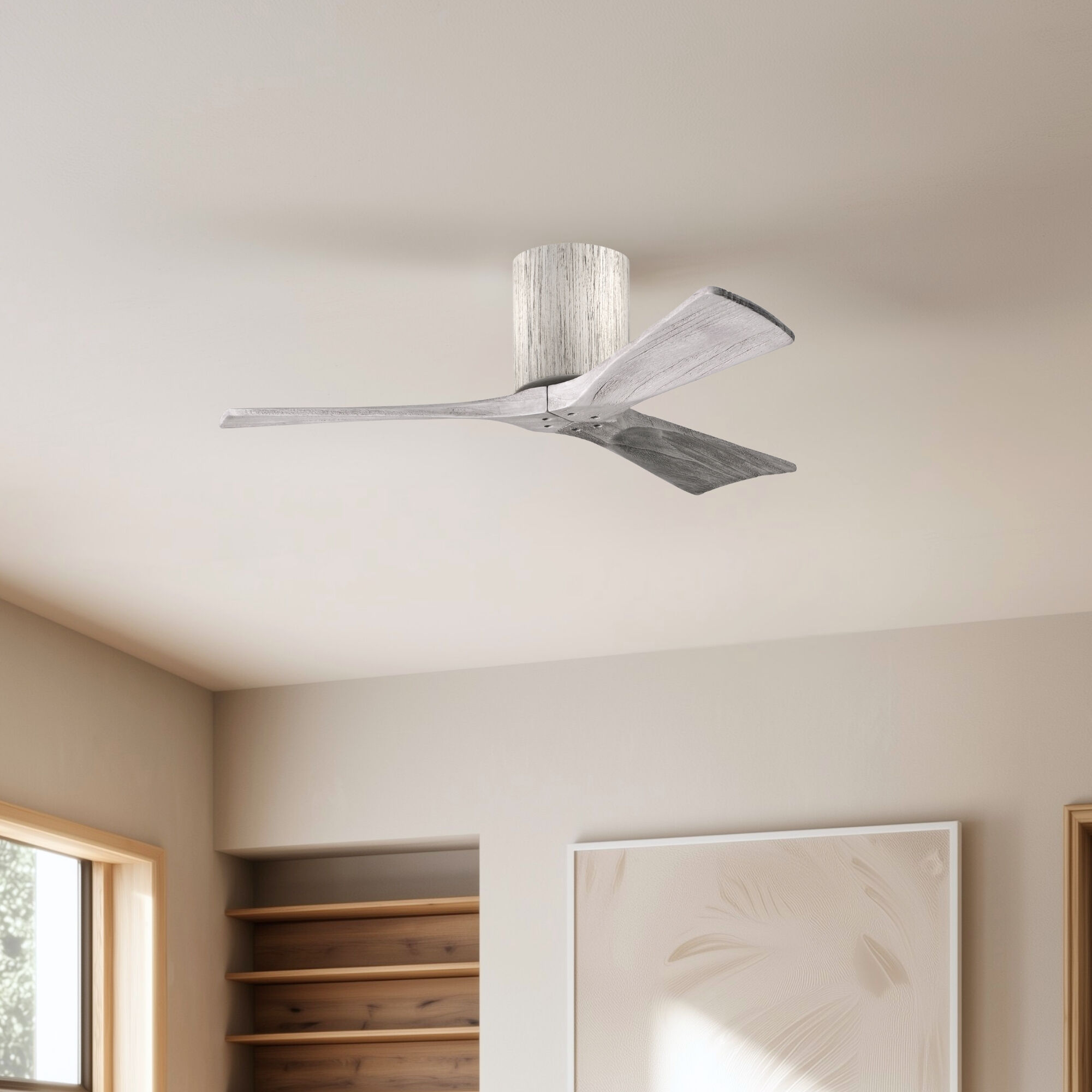 Atlas Irene-3H 42 inch Barn Wood Tone Flush Mount Paddle Fan, Flush Mounted