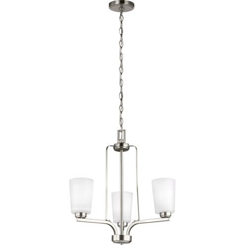 Franport 3 Light 20 inch Brushed Nickel Chandelier Ceiling Light