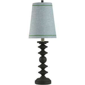 Dann Foley 29.5 inch 60.00 watt Matte Black and White with Chambray and Green Table Lamp Portable Light