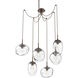 Cosmos 6 Light 17 inch Burnished Bronze Swag Multi-Pendant Ceiling Light in Clear