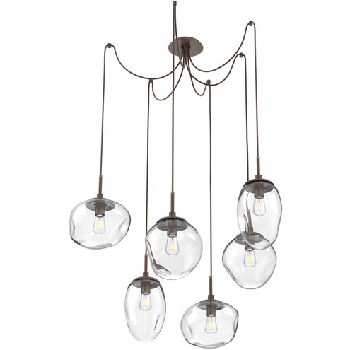 Cosmos 6 Light 17 inch Burnished Bronze Swag Multi-Pendant Ceiling Light in Clear