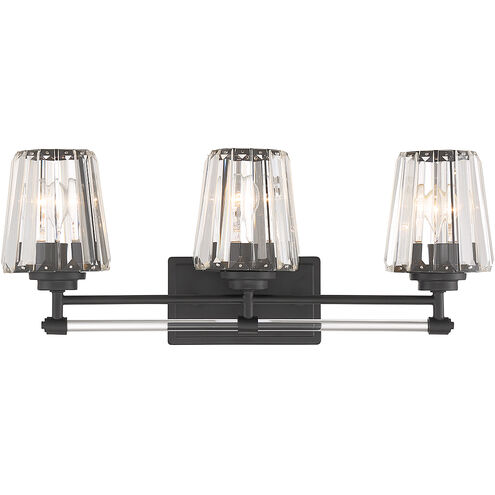 Garnet 3 Light 24 inch Black Bathroom Vanity Light Wall Light