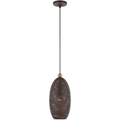 Dublin 1 Light 7 inch Bronze with Antique Brass Accents Pendant Ceiling Light