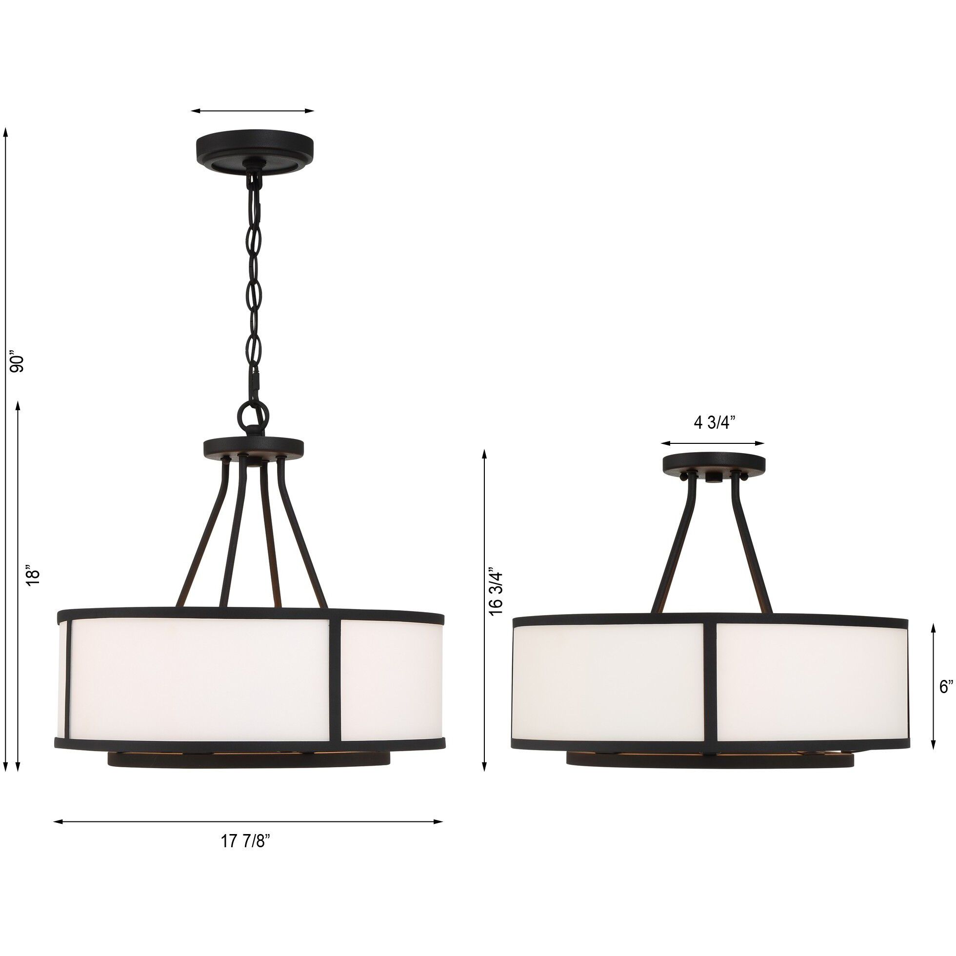 Bryant 4 Light 18 inch Black Forged Semi Flush Ceiling Light