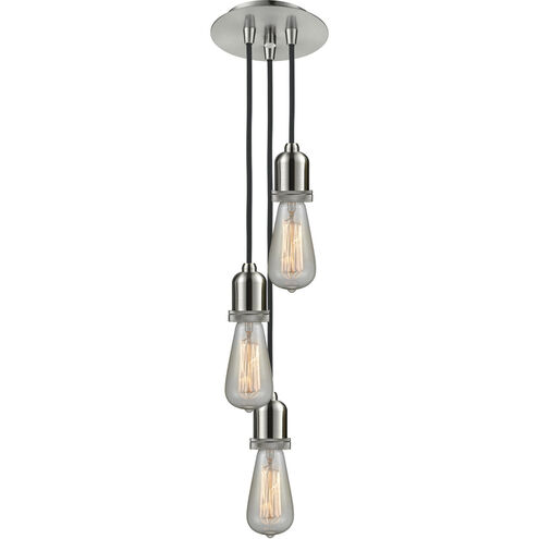 Whitney Bare Bulb 3 Light 6 inch Brushed Satin Nickel Multi-Pendant Ceiling Light, Whitney