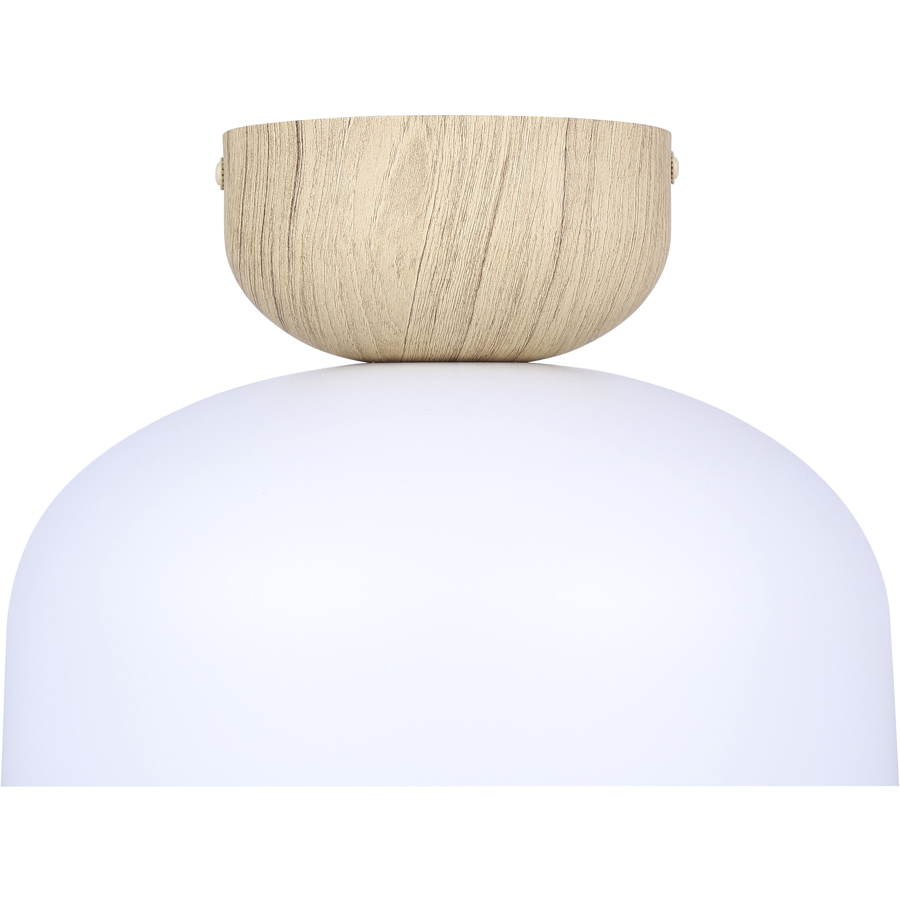 Caleb 1 Light 9 inch Matte White & Wood Flush Mount Ceiling Light