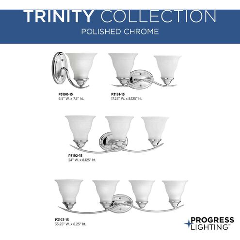 Trinity 2 Light 17 inch Polished Chrome Bath Vanity Wall Light in Bulbs Not Included, Standard