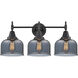 Caden 3 Light 26 inch Matte Black Bath Vanity Light Wall Light in Plated Smoke Glass
