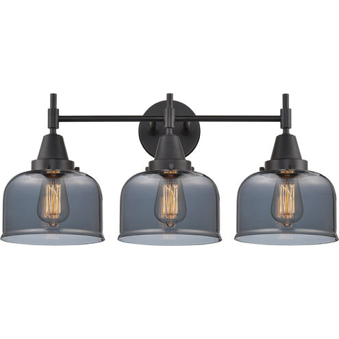 Caden 3 Light 26 inch Matte Black Bath Vanity Light Wall Light in Plated Smoke Glass