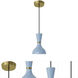 Clare 1 Light 7 inch Baby Blue with Modern Brass Pendant Ceiling Light