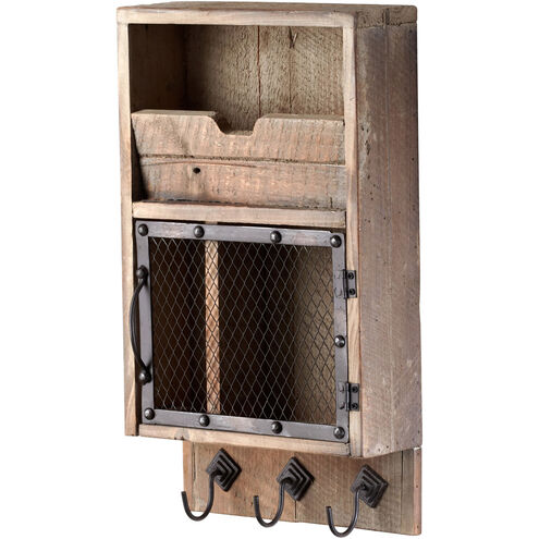 Casey 11 inch Raw Iron And Natural Wood Wall Organizer