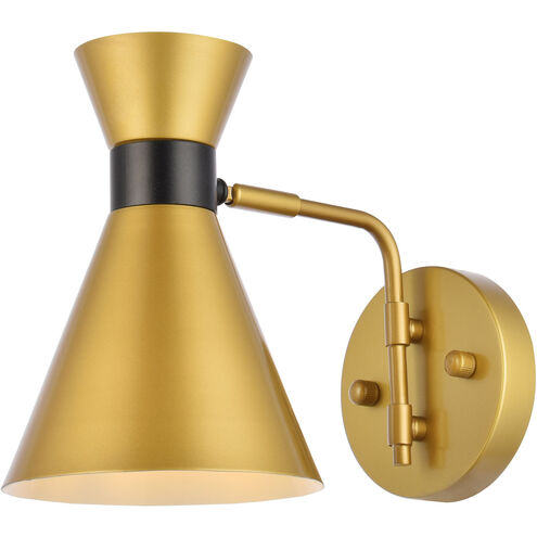 Halycon 1 Light 11 inch Brass and Black Bath Sconce Wall Light