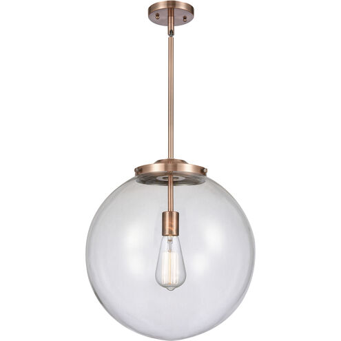 Franklin Restoration Beacon LED 16 inch Antique Copper Pendant Ceiling Light in Clear Glass
