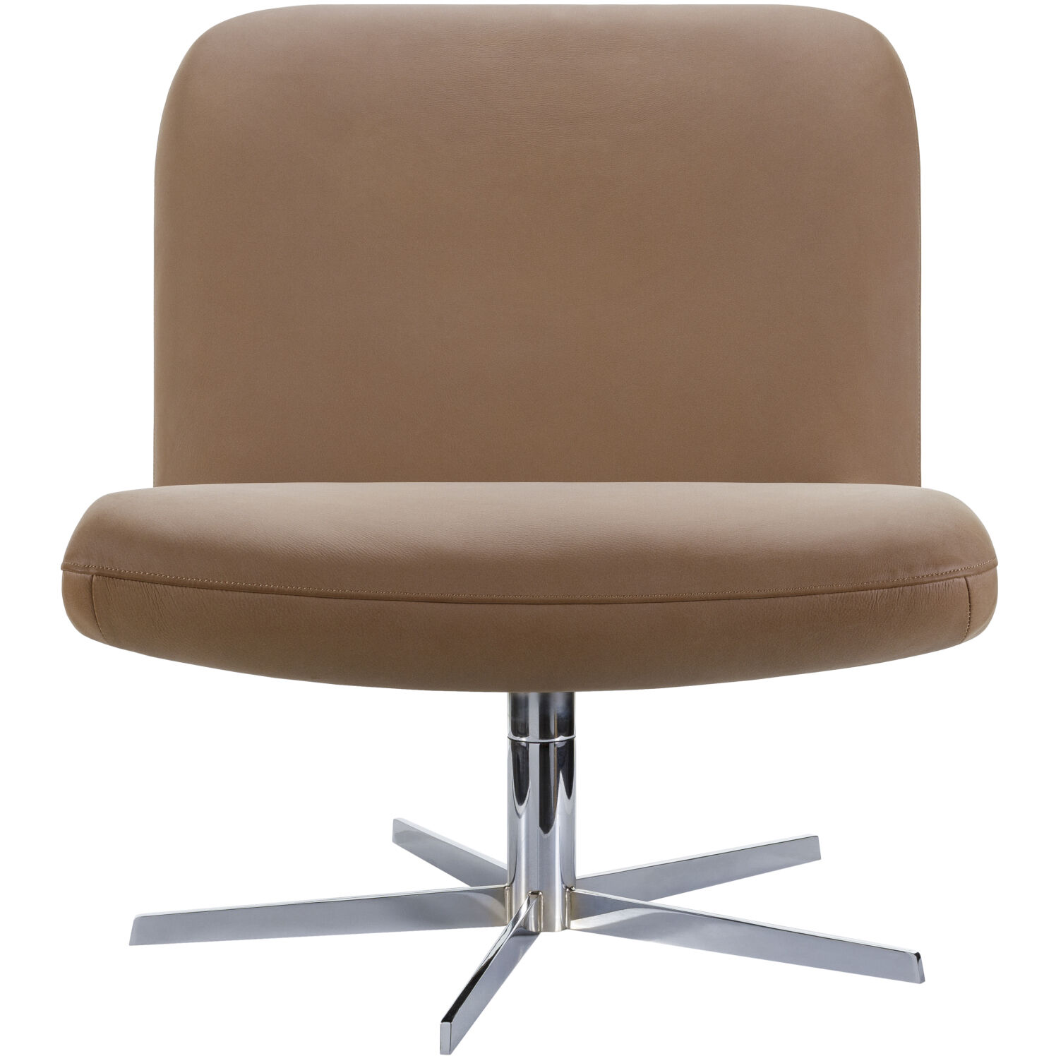 Harpiste Upholstery: Medium Brown; Base: Metallic - Silver Swivel Chair