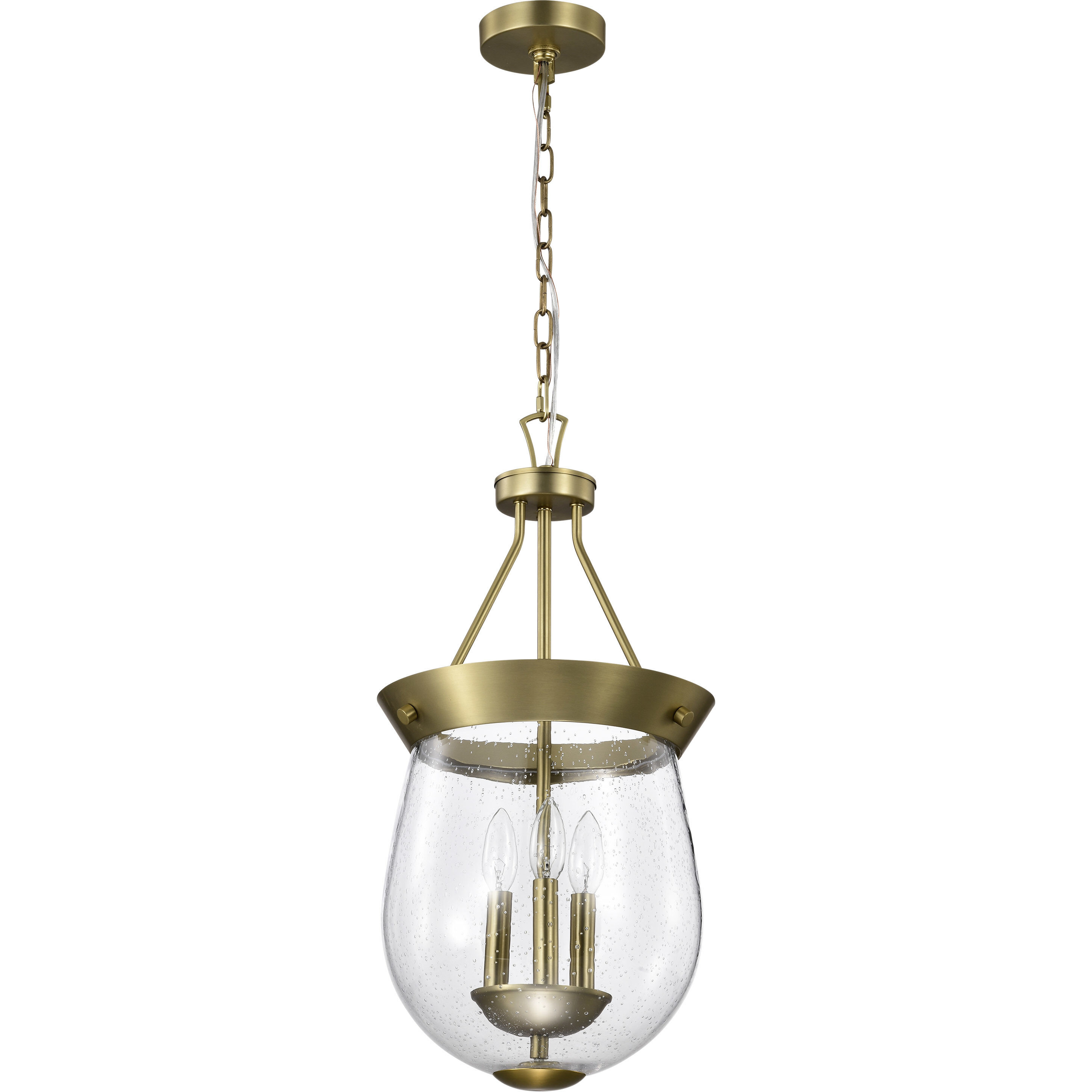 Boliver 3 Light 11.75 inch Vintage Brass Pendant Ceiling Light