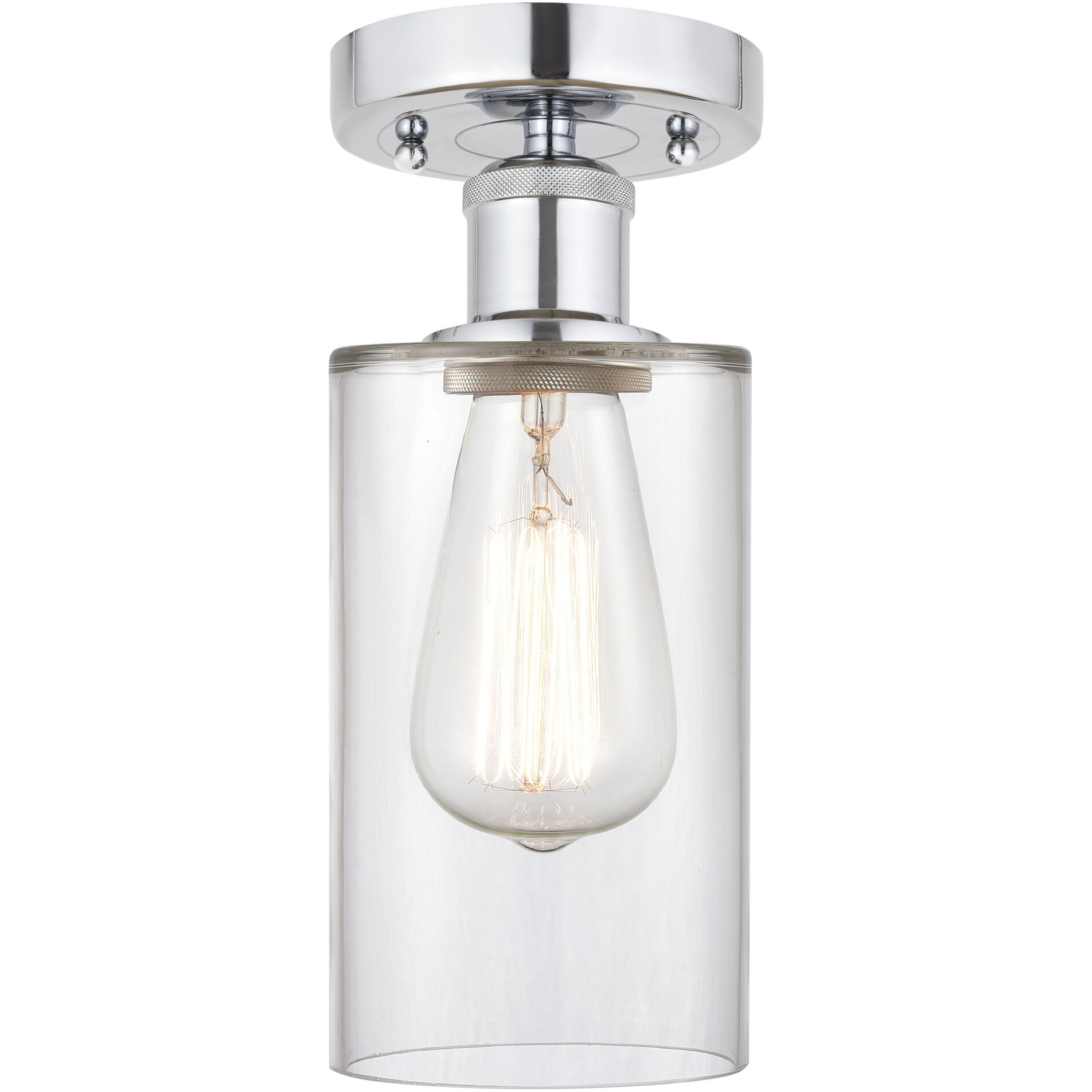 Edison Clymer 1 Light 4 inch Brushed Satin Nickel Semi-Flush Mount Ceiling Light in Matte White Glass