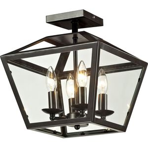 Alanna 4 Light 12 inch Oil Rubbed Bronze with Clear Semi Flush Mount Ceiling Light