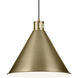 Zailey 1 Light Natural Brass Pendant Ceiling Light