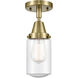 Franklin Restoration Dover 1 Light 5 inch Antique Brass Flush Mount Ceiling Light in Seedy Glass