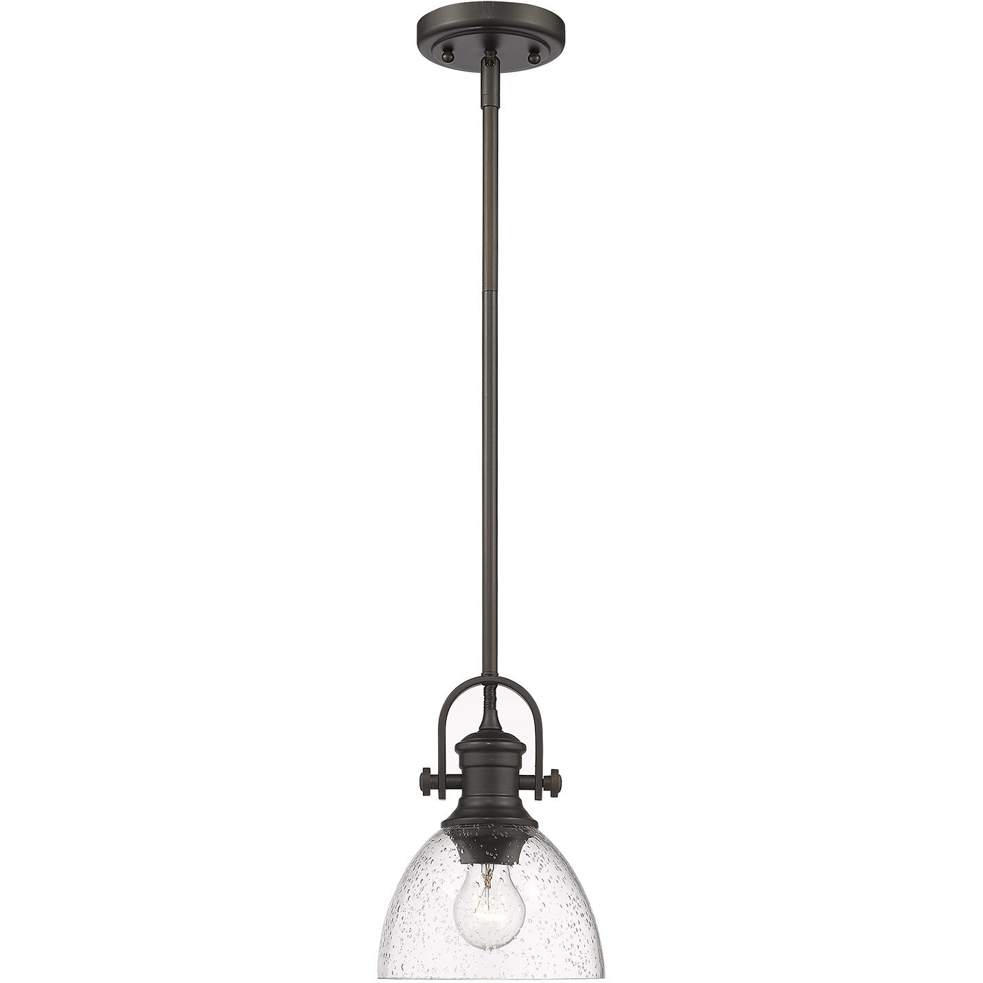 Yep Hines 1 Light 6.88 inch Rubbed Bronze Pendant Ceiling Light in Seeded Glass