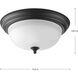 Dome Glass CTC 2 Light 13.25 inch Forged Black Flush Mount Ceiling Light in Alabaster Glass