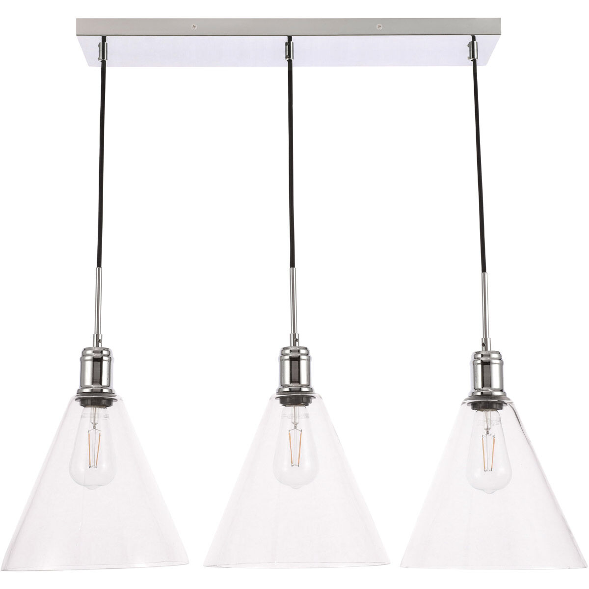 Hugh 3 Light 36 inch Chrome Pendant Ceiling Light