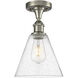 Edison Berkshire 1 Light 8 inch Brushed Satin Nickel Semi-Flush Mount Ceiling Light in Seedy Glass