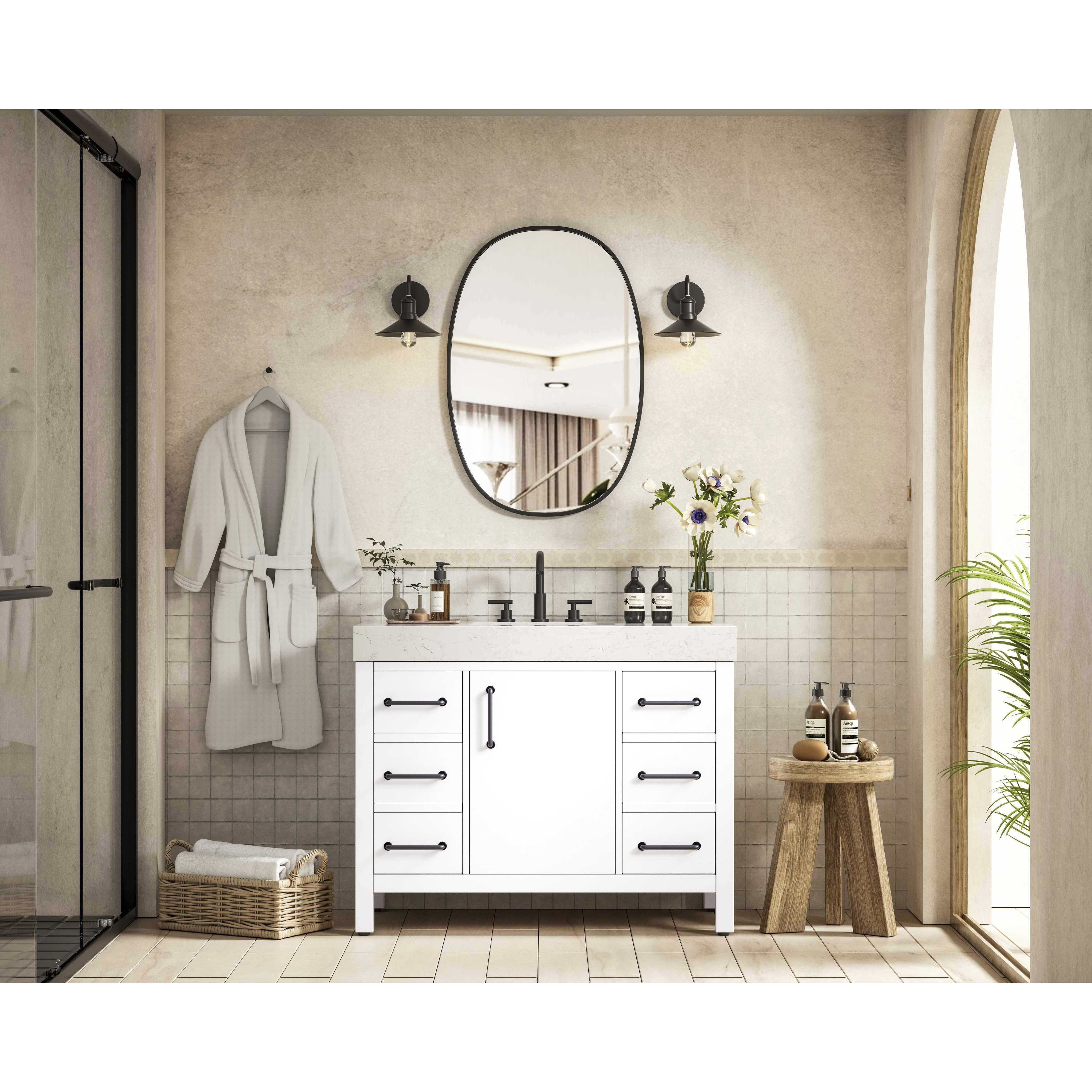 Nathan 42 X 34 inch White Bathroom Vanity Cabinet