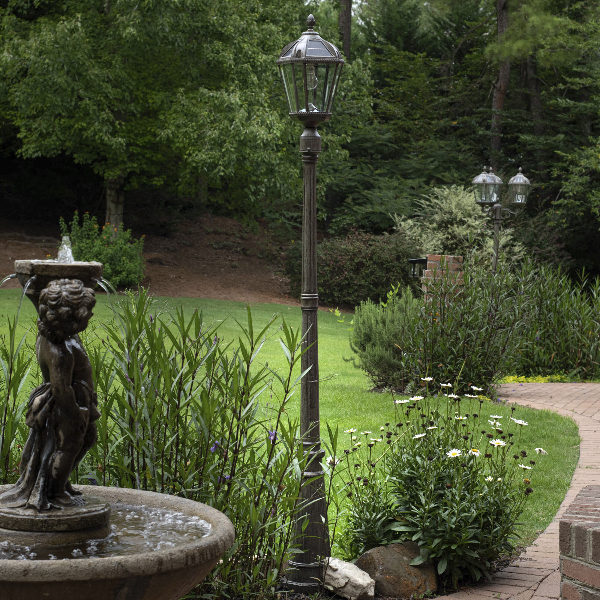 Royal LED 87 inch Weathered Bronze Lamp Post Set, Solar