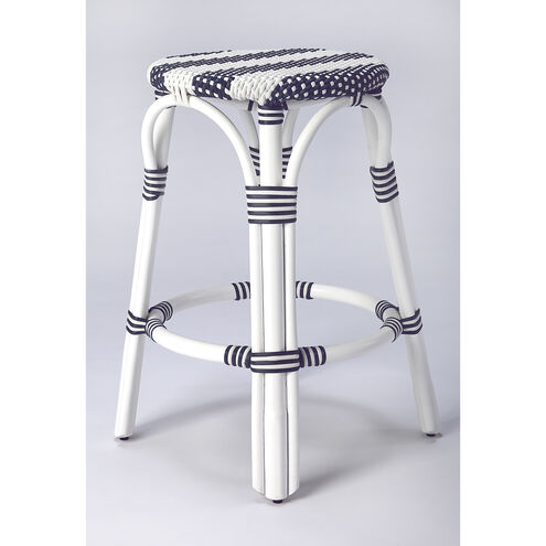 Tobias Blue & White Rattan 24 inch Designer's Edge Barstool
