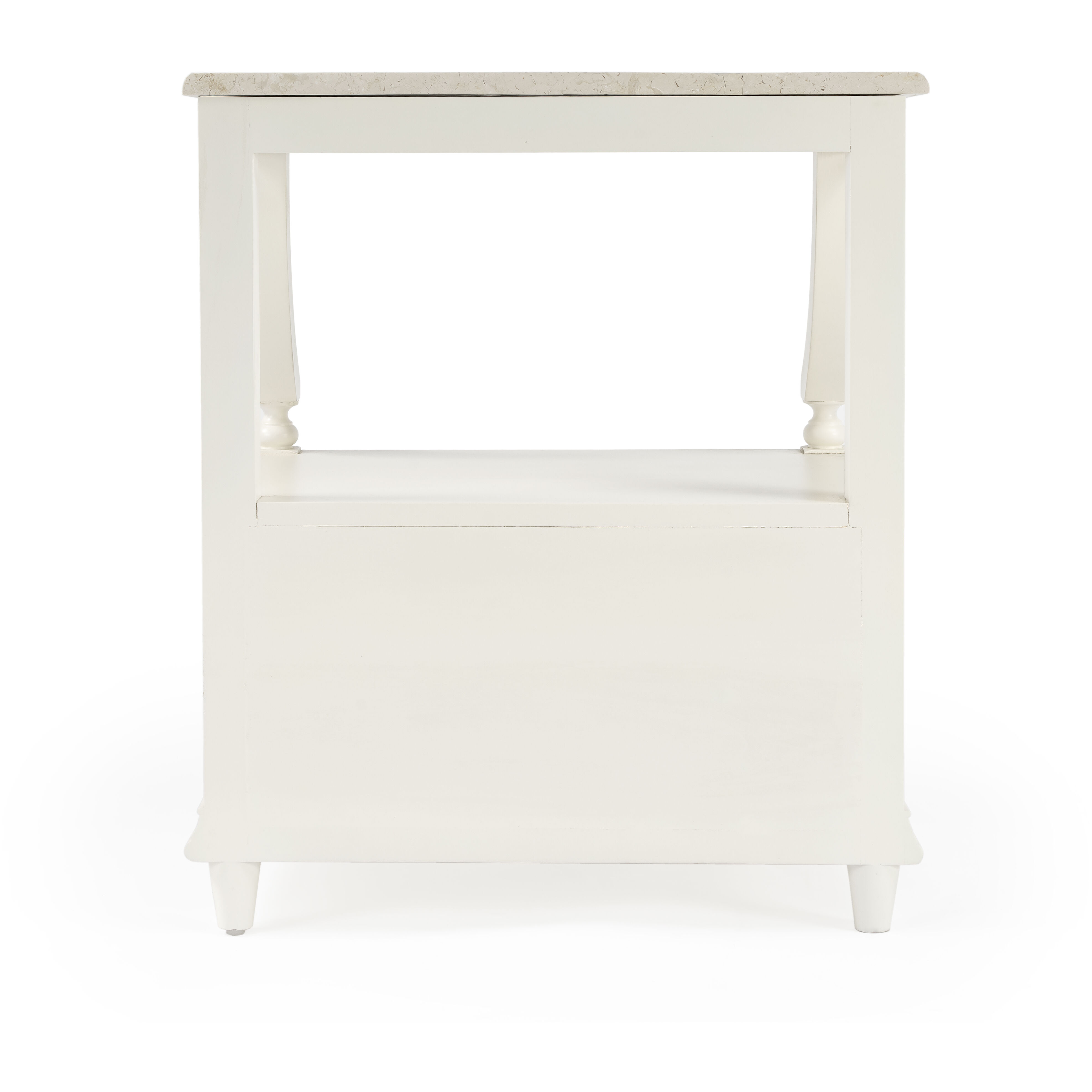 Mabel Marble 1 drawer Nightstand in White