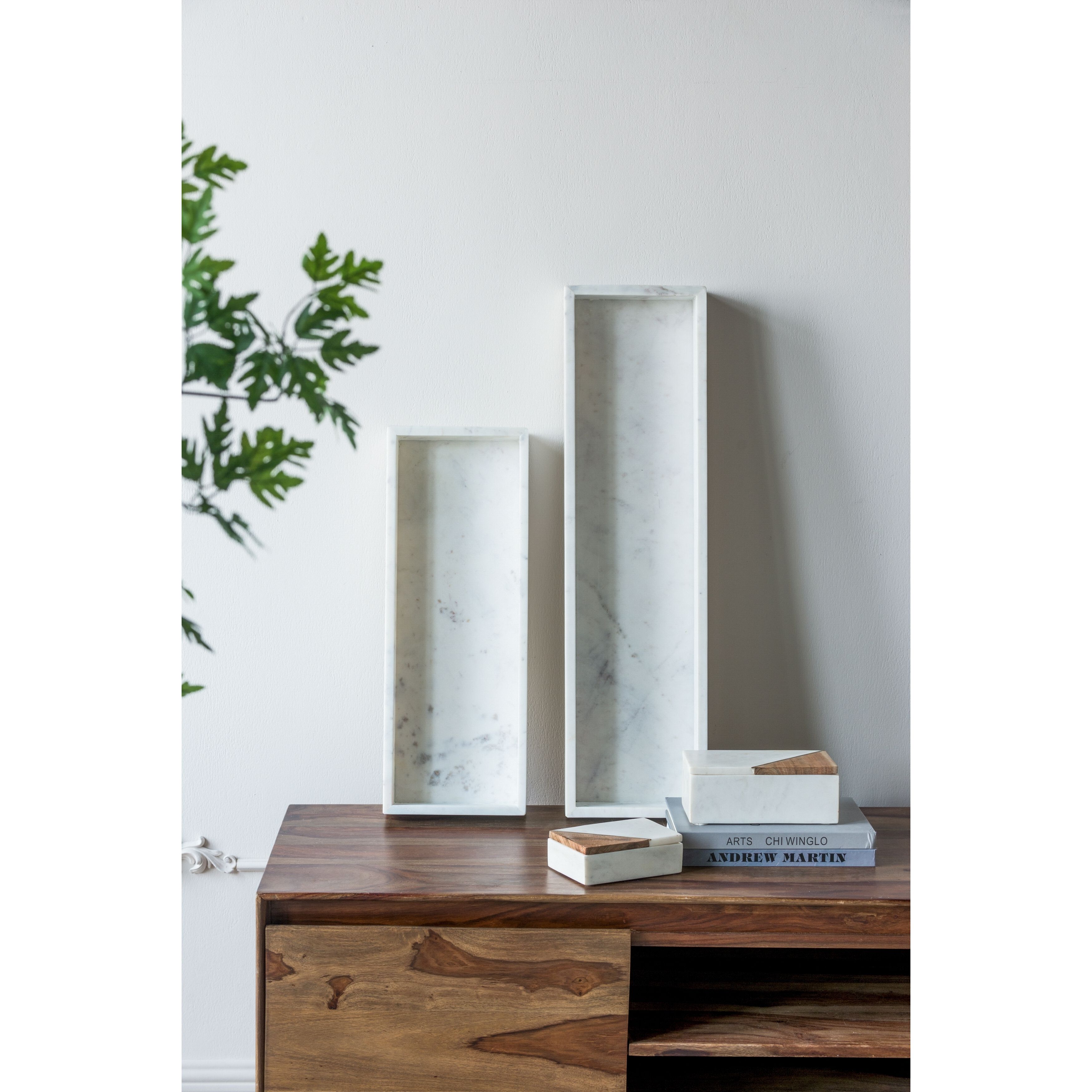 Anita 3.9 inch White/Brown Marble Boxes